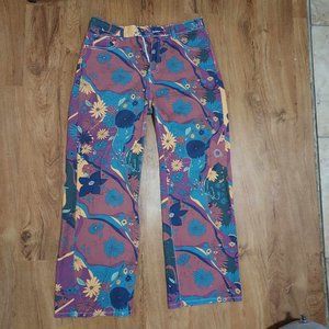 Wide Leg Funky Print Jeans Sz XL